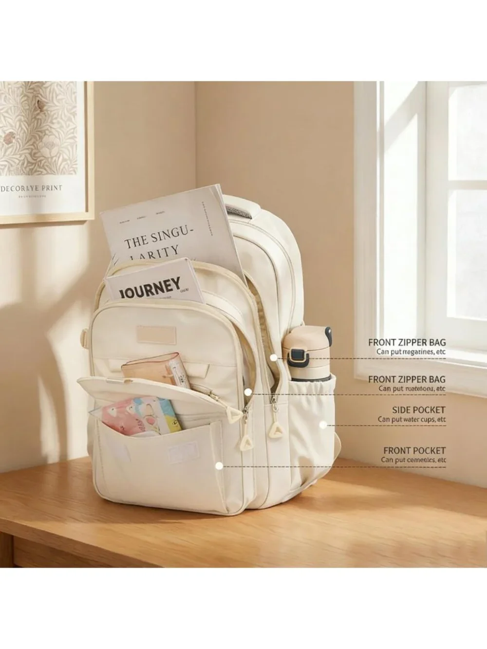 Cute Aesthetic Backpack for Students, Kids & Teen Girls - Stylish School Bag